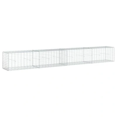 Image of vidaXL Gabion Basket with Cover, Galvanised Iron for Landscaping 400x50x50 cm