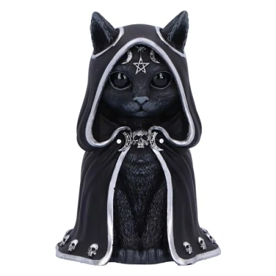 Image of Nemesis Now Cult Cuties Zefur Figurine 10cm, Resin, Black, Cuties™ Collectible Figure, Scarily Adorable Cat in Cloak, Spooky Gift, Cast the Finest Expertly Hand Painted