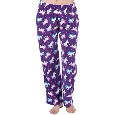Image of Girls Soft Fleece Selena Girl Fifi Lounge Pants Purple Unicorn 13