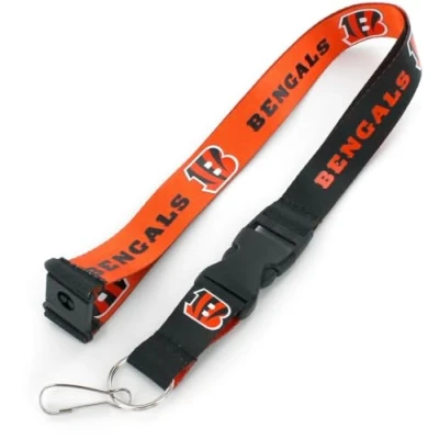 Image of aminco NFL Cincinnati Bengals Reversible Lanyard, One Size, Multi, Black