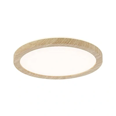 Image of Paulmann 71027 LED Panel Atria Shine Ceiling luminaire with Backlight Round IP44 11.2W 850lm 190mm Wood Look Plastic 3000K, Warm White Bathroom