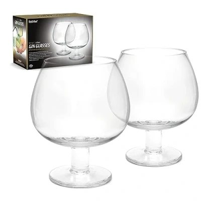 Image of Fishbowl Large Copa Gin and Tonic Glasses G&amp;T Cup Short Stemmed Balloon Crystal Cocktail Glass Dishwasher Safe 600ml Pack of 2 (Pair)