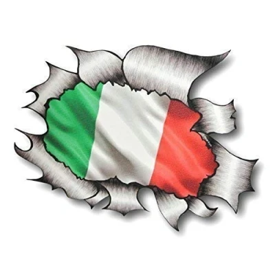 Image of Sticar it Ltd RIPPED TORN METAL Car Sticker Italian Italy Flag Vinyl decal Van Scooter Large 205x160mm approx.
