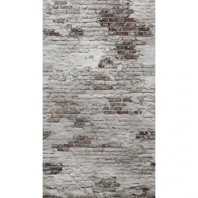 Image of Grandeco Distressed Rustic Real Brick Repeatable Wallpaper Mural 159 x 280cm, Grey and Red