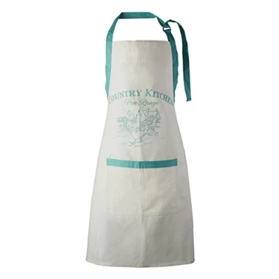 Image of Premier Housewares Aprons for Women 100% Cotton Baking Apron Neck Strap Teal Kitchen Cooking Teenagers White 87 x 69cm