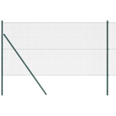 Image of vidaXL Fence Post Set of 2 Green Powder coated steel 25 x 1 m