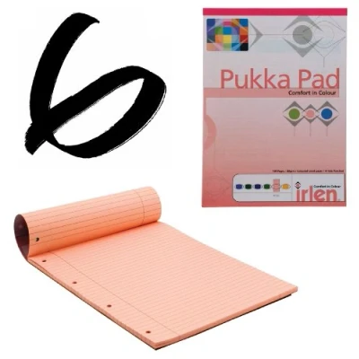 Image of 6x Rose Pukka Pad A4 80gsm Ruled With Margin 100 Pages 50 Sheets