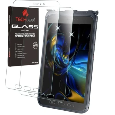 Image of TECHGEAR Galaxy Tab Active 3 8&quot; 2 Pack of Glass Edition SM T570 / T575 T577 Tempered Screen Protectors [9H] [HD Clarity] [Scratch Resistant] Designed For Samsung