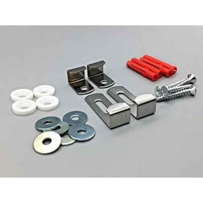 Image of 1 x Mirror Clip Set zinc Plated 4 Part Includes Screws and rawl Plugs