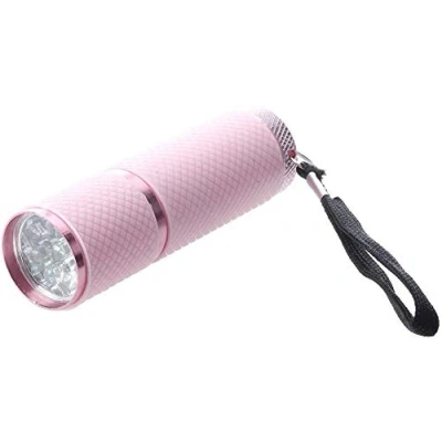 Image of Outdoor Mini Pink Rubber Coated 9 LED Flashlight Torch