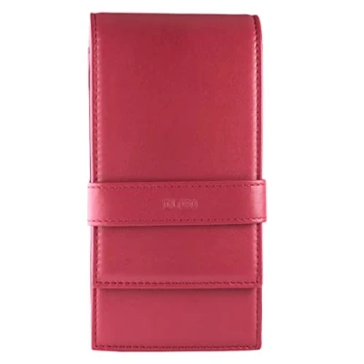 Image of DiLoro Leather Quad Pen Case Pencil Pouch Holder for Four Fountain Ballpoint Rollerball Pens and Pencils (Nappa Red)