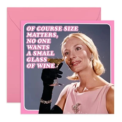 Image of Central 23 Size Matters Rude Birthday Card For Her Funny Valentine&#039;s Day Men Sister Adult Best Friend Female Cheeky Cards Women Comes With Fun Stickers