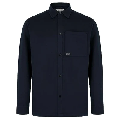Image of Tokyo Laundry Commander Brushback Fleece Overshirt Jacket in Sky Captain Navy XL