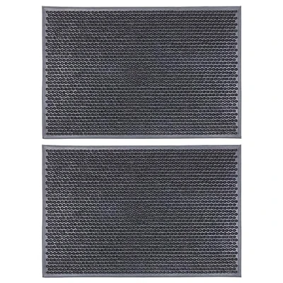 Image of Nicola Spring 2x Black Classic 60cm x 40cm Heavy Duty Rubber Dirt Trapper Door Mat Outdoor Non Slip Kitchen Entrance Floor Welcome Doormat