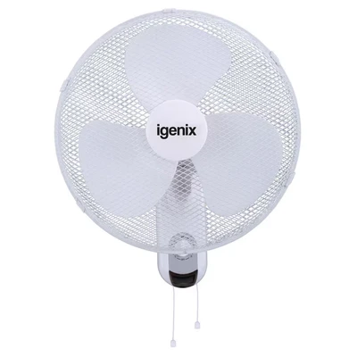 Image of Igenix DF1656 Wall Mounted Fan, 16 Inch, 3 Speed Settings, Quiet Operation, Adjustable Angle, Ideal for Home and Office, All Fixtures Included, White