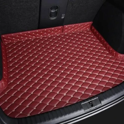 Image of Car Leather Boot Mats Rear Trunk Protector Pad Liner, for NISSAN Juke 2014 2024 Accessories,E Wine Red