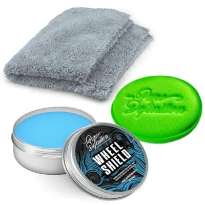 Image of Wheel Shield Wax Car Alloy &amp; Rim High Gloss Protection Paste Sealant Coating Pure Definition (50g + Pad Cloth)