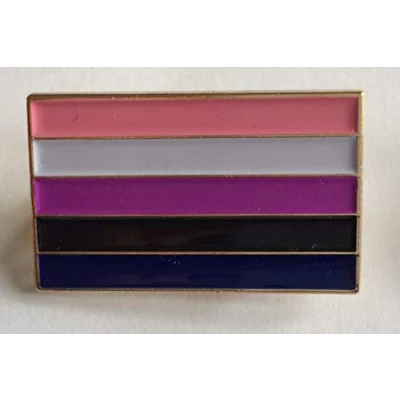 Image of MadAboutFlags Genderfluid Pride LGBT Flag Rectangular Enamel Pin Badge
