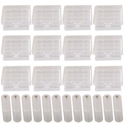 Image of GTIWUNG 12Pcs AA/AAA Cell battery Storage Case Holder Box, Plastic for Batteries and Rechargeable + AAA to AA Adapter Converter with Metal Contacts on Bottom