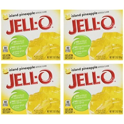 Image of Jell O Gelatin Dessert, Island Pineapple, 3Ounce Boxes (Pack of 4)
