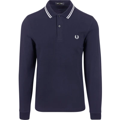 Image of Fred Perry Longsleeve Polo Navy 238 Blue Dark size M