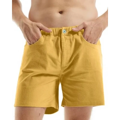 Image of AIMPACT Mens Corduroy Shorts Slim fit 5.5&quot; Flat Front Stretch Casual with Pockets, Gingeryellow, X Large