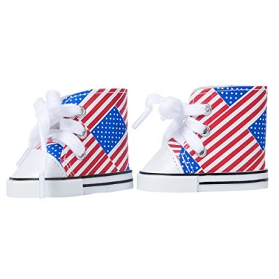 Image of The New York Doll Collection US Flag Designed Canvas Sneakers Trainers fits All 18 Inch/ 46 cm Dolls for Fashion Girl Shoes Clothes accessories