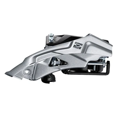 Image of Shimano FD M2000 Altus 9 speed MTB front derailleur, top swing, dual pull