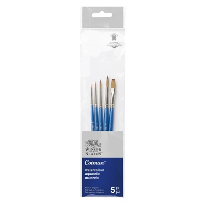 Image of Winsor &amp; Newton Watercolor Brush Set, 10 UK, Assortments, redondos nº0, 2, 4, 6 y un trazo 6mm