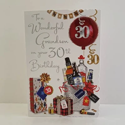 Image of Jonny Javelin Wonderful Grandson 30th Birthday Card Balloons Presents Ice Bucket