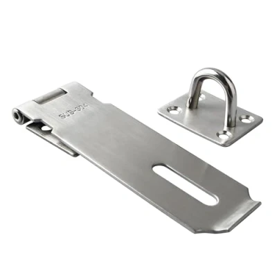 Image of Sayayo SUS304 Stainless Steel Padlock Hasp Door Lock Shed Lock, 5 Inch Heavy Duty and Staple Clasp Gate Latch, Brushed Nickel