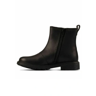 Image of Clarks Astrol Orin Kid Leather Boots In Black Standard Fit Size 5