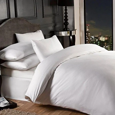 Image of Emma Barclay Grosvenor 1000 Thread Count Pin Stripe Duvet Set in White Double Bed