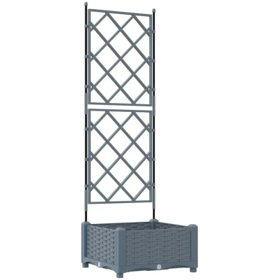 Image of vidaXL Garden Planter with Trellis Light Grey 40x40x125.5 cm