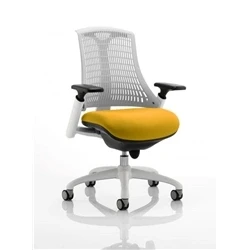 Image of Flex Task Operator Chair White Frame Back Bespoke Colour Seat Senna Yellow