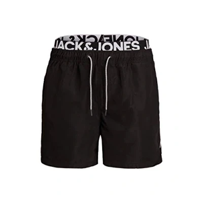 Image of JACK &amp; JONES Men&#039;s JJIARUBA JJSWIMSHORTS AKM DB WB Solid Trunks, Blazer Navy, XL