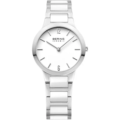 Image of BERING Women Analog Quartz ceramic collection Watch with stainless steel/Ceramic Strap and Sapphire Crystal 30329 754