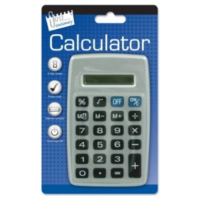 Image of Just stationery 8 Digit Pocket Calculator Black/Silver