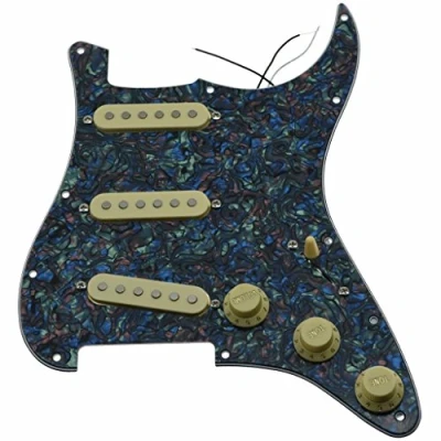Image of KAISH Loaded American ST/Strat Style SSS Pickguard Prewired Pick Guard With Ceramic Pickups for Stratocaster/Strat Abalone Pearl Cream Covers and Knobs