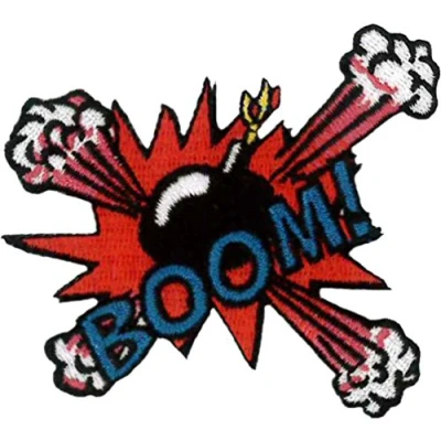 Image of Klicnow Boom! Embroidered Patch 7cm x 6.5 cm (3&quot; 2 1/2&quot;)