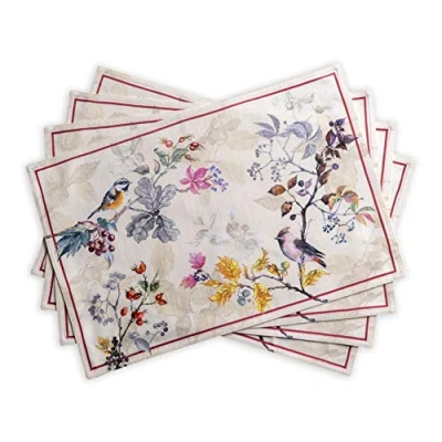 Image of Maison d&#039; Hermine Equinoxe Beige 100% Cotton Set of 4 Placemats for Dining Table Kitchen Wedding Everyday Use Dinner Parties Thanksgiving/Christmas (33cm x 48cm)