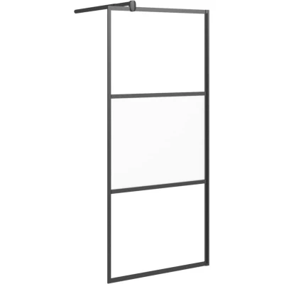Image of vidaXL Walk in Shower Wall 80x195 cm Half Frosted ESG Glass Black