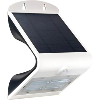 Image of Luceco LEXS40B40 01 Solar Guardian Angled Wall Light Outdoor, with PIR Motion Sensor, 3.2 Watts, Black