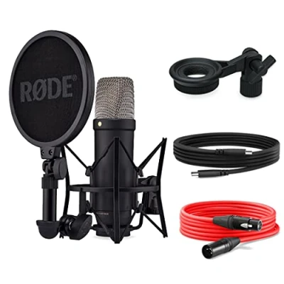 Image of Rode NT1 5th Generation XLR USB Studio Microphone Black + Keepdrum MSA033 Holder
