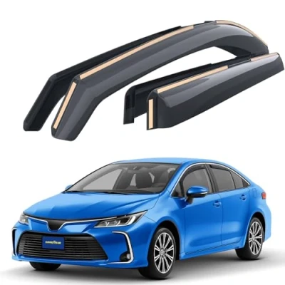 Image of Goodyear wind deflector for/compatible with Toyota Corolla 2020 2024 Sedan door rain deflectors,car accessories, car deflectors, in channel