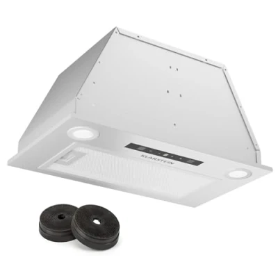 Image of Klarstein Kitchen Cooker Hood 52cm, Extractor Fan for w/LED Lights, Grease Filters, 439m3/h Airflow Hoods, Timer &amp; Touch Controls, Built in Wall Mount Stainless Steel