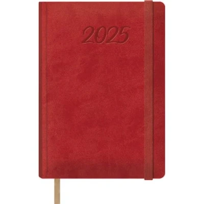 Image of Dohe 2025 Diary Day by Page, A5 Size (15 x 21 cm), 12 Months January to December, Leatherette Hardcover, Planner in Spanish, Office Supplies SAMBA Red
