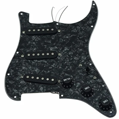 Image of Dopro Custom Loaded Strat SSS Pickguard Prewired ST With Ceramic Pickups for USA/Mexican Fender Black Pearl Covers and Knobs