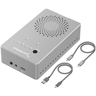Image of SABRENT M.2 SSD Docking Station, Dual Bay USB C 3.2X2 to NVMe Case, Aluminum External M2 Enclosure + Cooling Fan, PCIe Converter Adapter, Duplicator Offline Cloning for 2230 2242 2260 2280 (EC SSD2)
