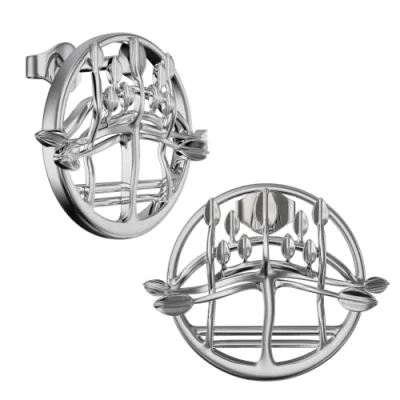 Image of CHARLES RENNIE MACKINTOSH Delicate Silver Stud Earrings Grace. Jewellery gift box included. 725